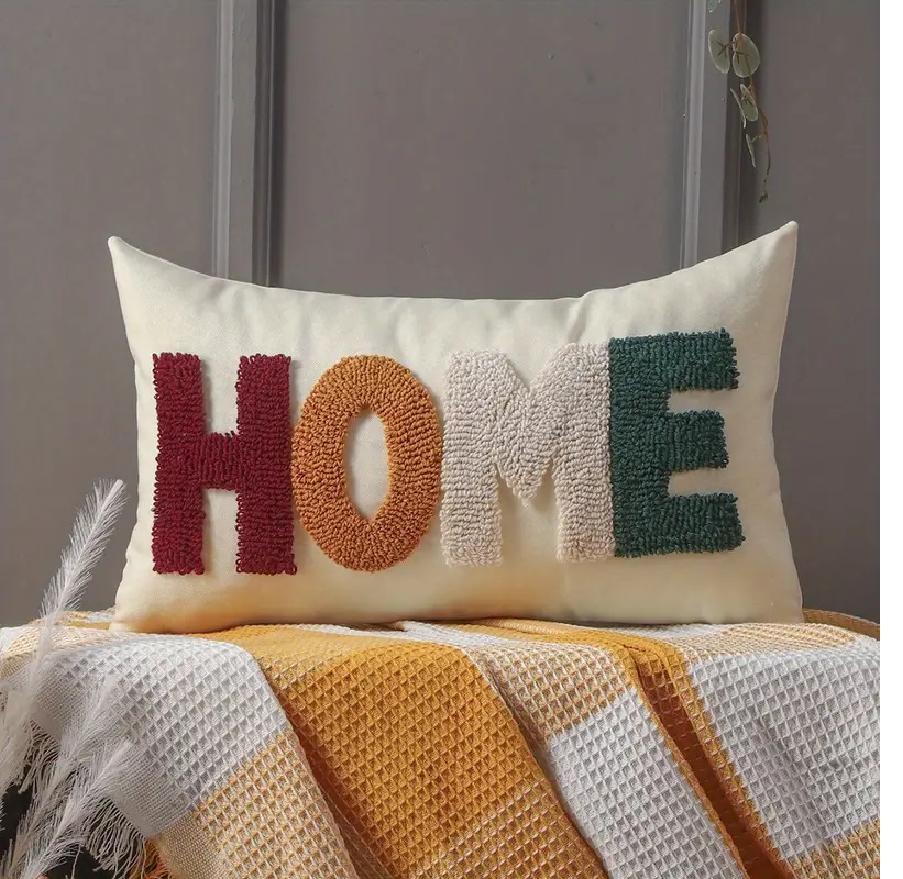 burlap embroidered pillowcover