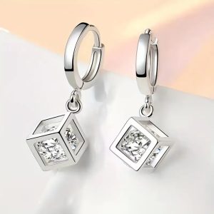 cubic zirconia cube earrings