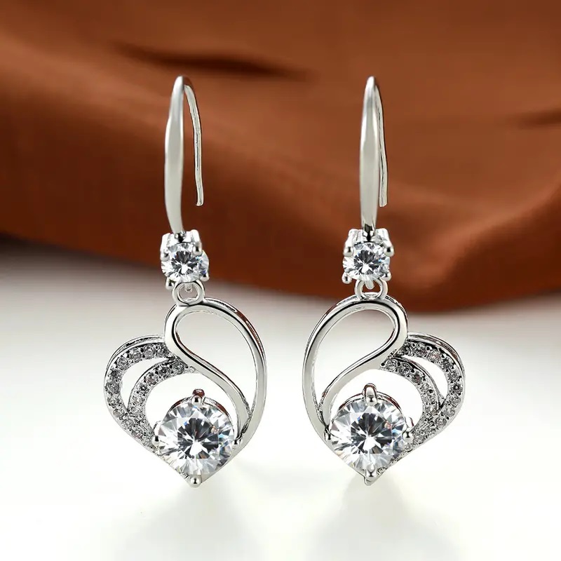 Heart luxury drop earrings