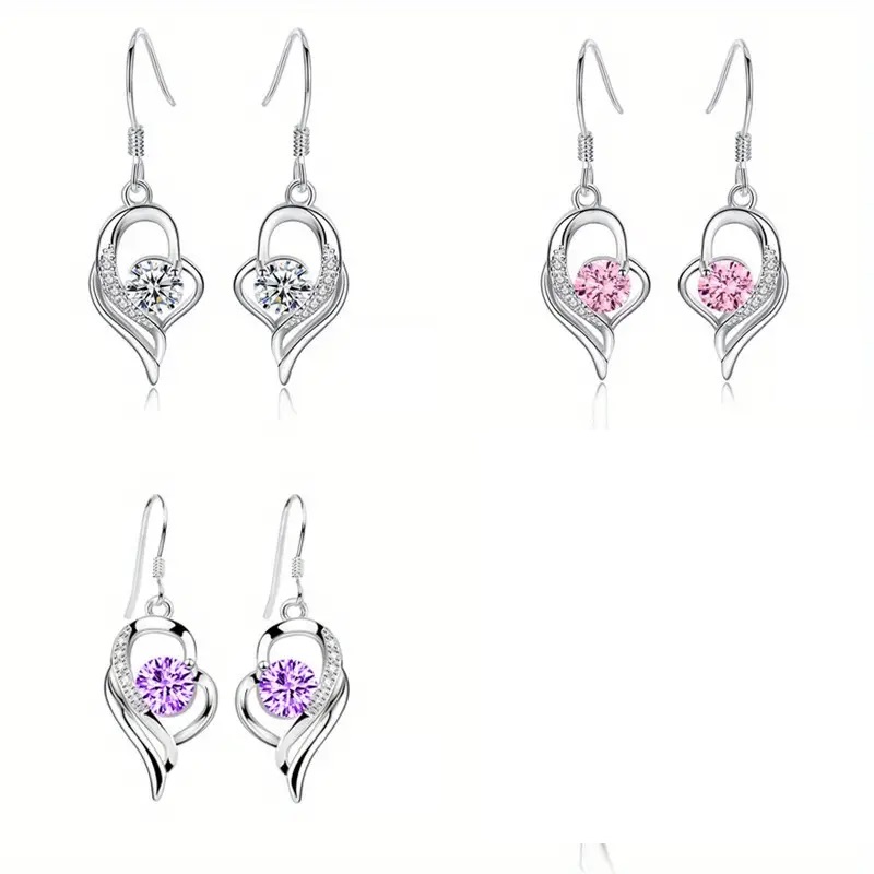 Heart Rhinestone Drop Alloy Earrings