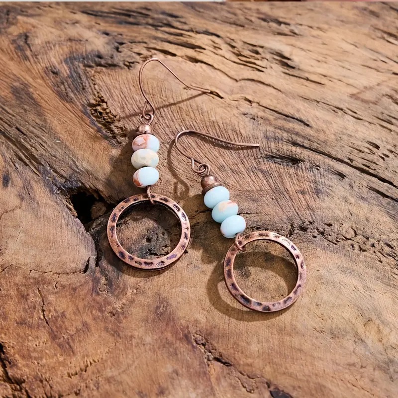 Bohemian Beaded Hoop Dangle Earrings