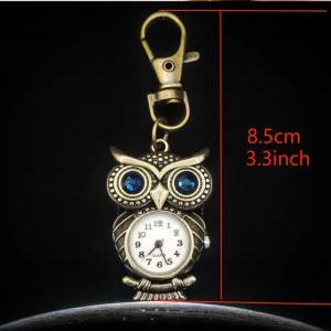 Vintage Owl Quartz Pocket Watch With Clip