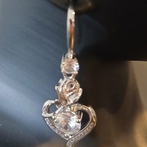 Heart Rhinestone Drop Alloy Earrings