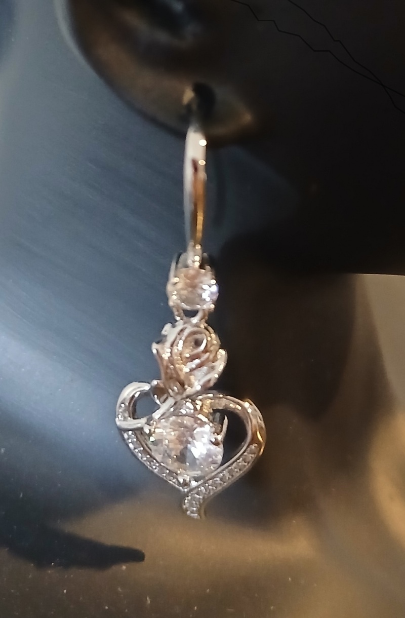 Heart Rhinestone Drop Alloy Earrings