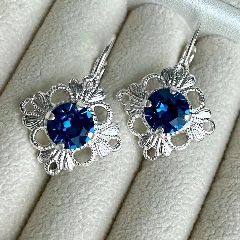 Sparkling Flower Design Drop Earrings