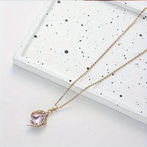 teardrop faux sapphire golden pink