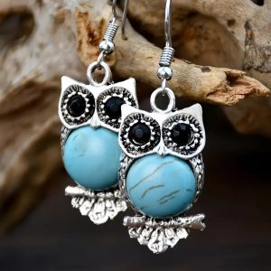 vintage owl earrings style
