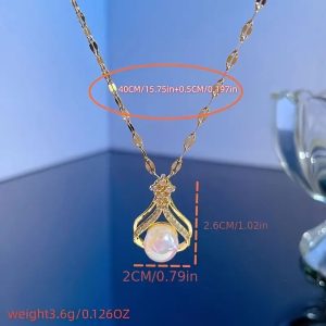 zircon pendant necklace gold white cyan bead