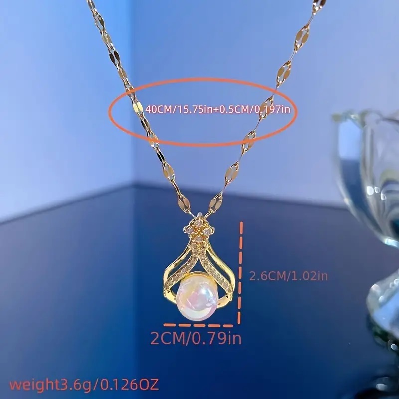 zircon pendant necklace gold white cyan bead