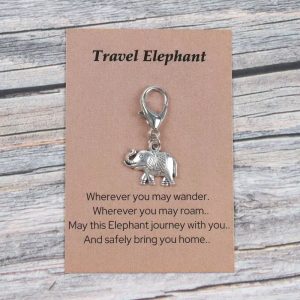Traveling Elephant Mini Keychain & Encouragement Card Set