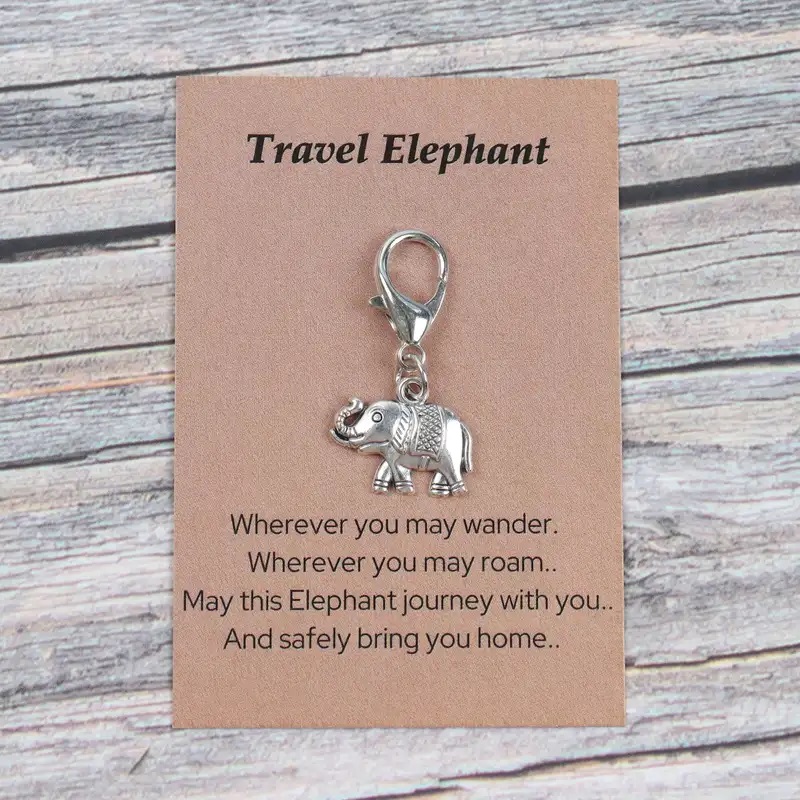 Traveling Elephant Mini Keychain & Encouragement Card Set