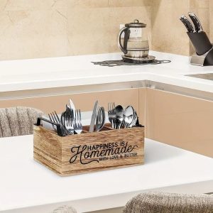 Rustic Wooden Kitchen Utensil Holder