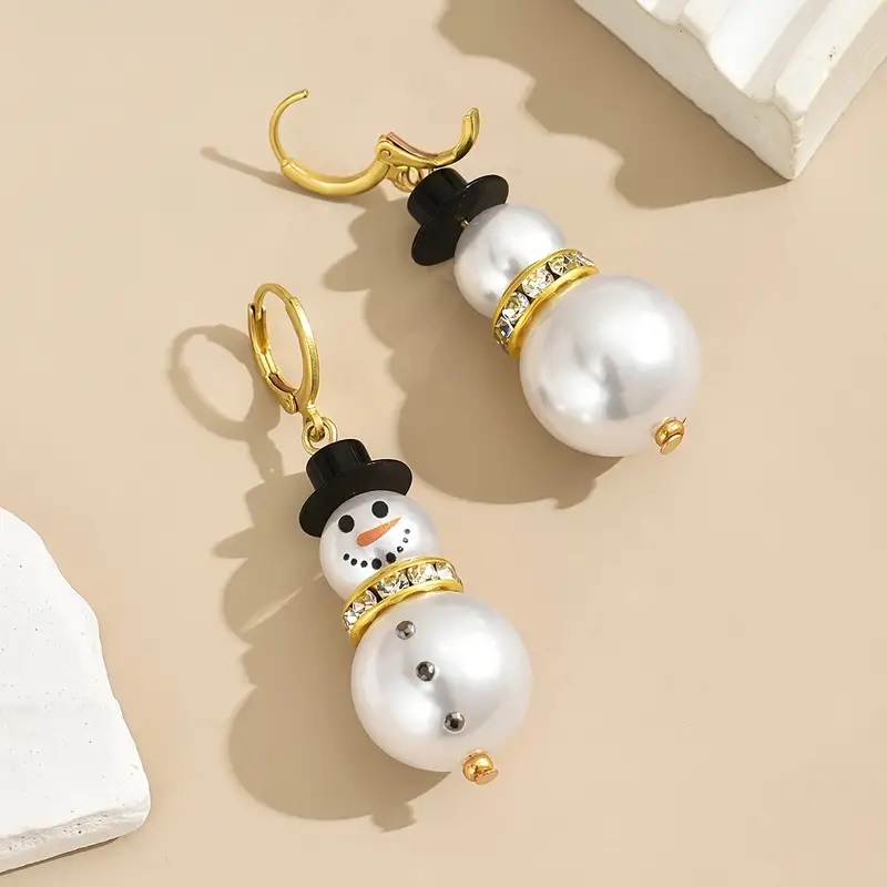 snowman drop earrings