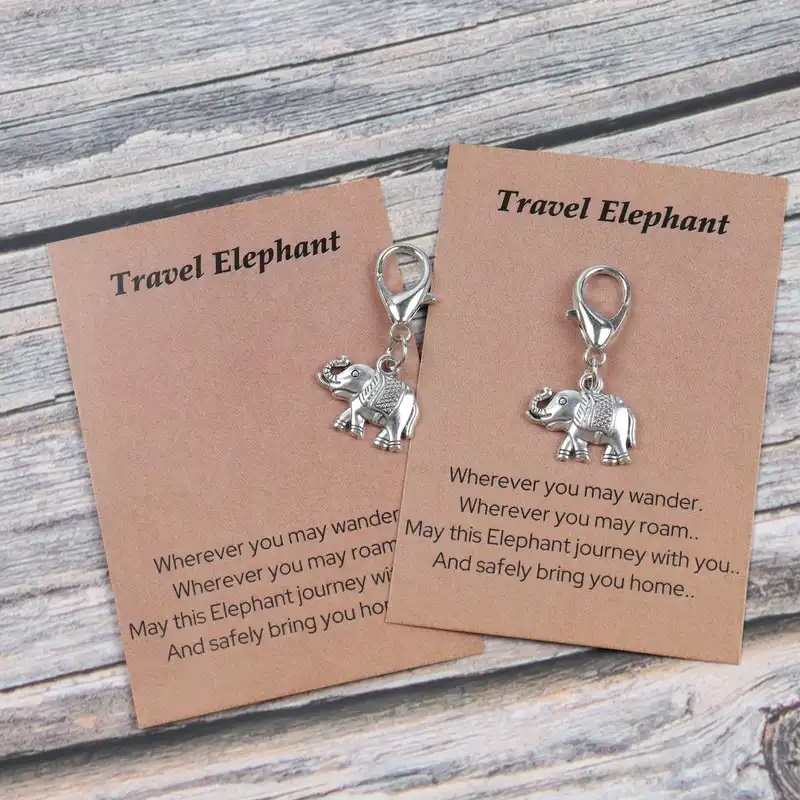 Traveling Elephant Mini Keychain & Encouragement Card Set - Image 2