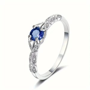 Blue Silver plated promise ring