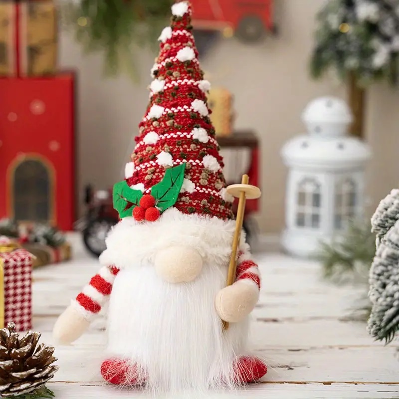 dot hat with ski gnome