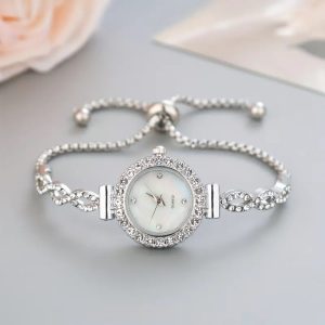 elegant quartz watch silvery
