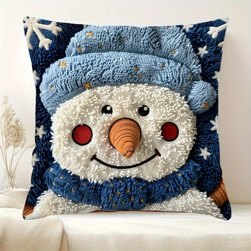 Contemporary Polyester SnowmanPillow Cover