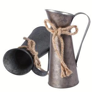 vintage galvanized metal vase