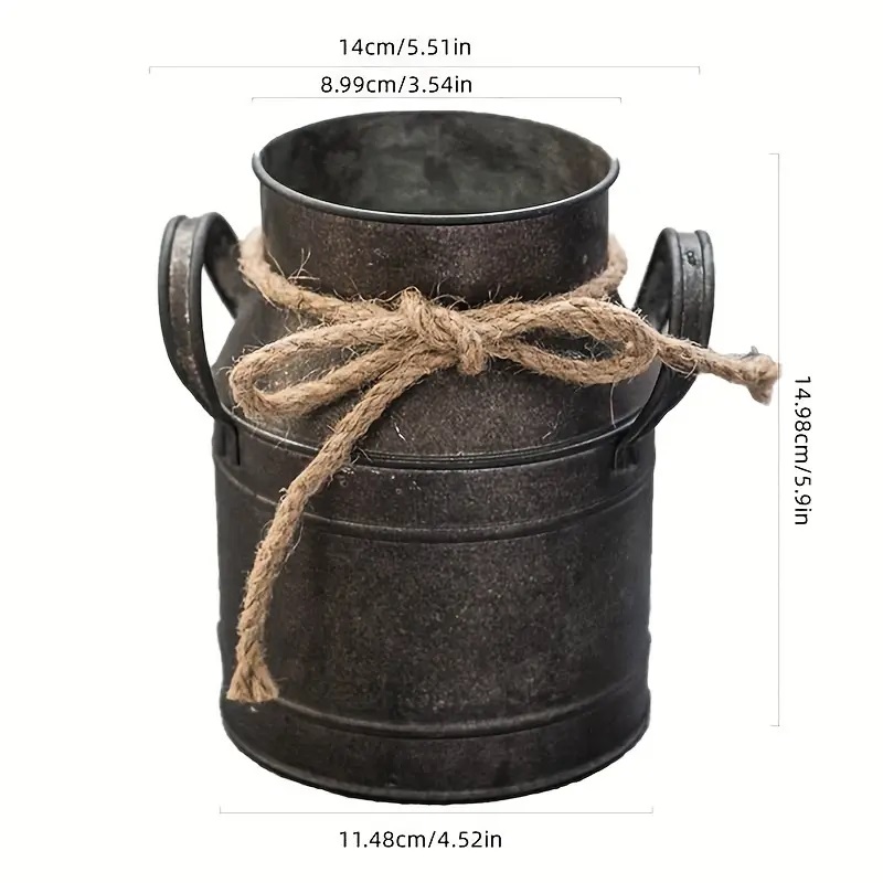 Vintage metal bucket flower pot