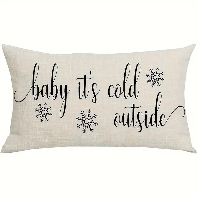 Cozy Winter-Themed Linen Throw Pillow Cover