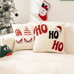 Cozy Embroidery Holiday Pillow Covers