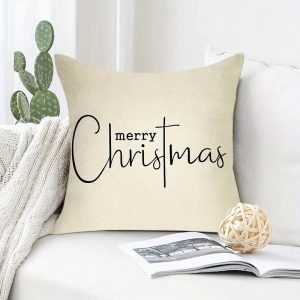 rustic merry christmas pillow cover