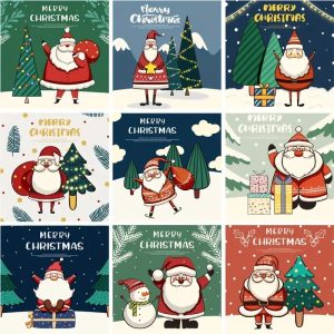 Christmas Poster Greeting Cards - Set of 30
