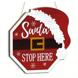 Christmas Wooden Sign 'Santa Stop Here'