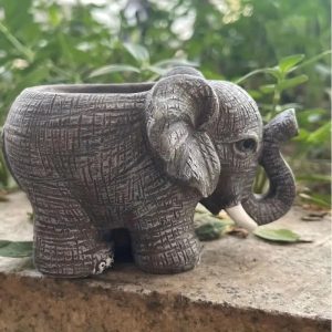 Charming Elephant Resin Planter