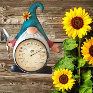 Metal Gnome Thermometer Indoor/Outdoor