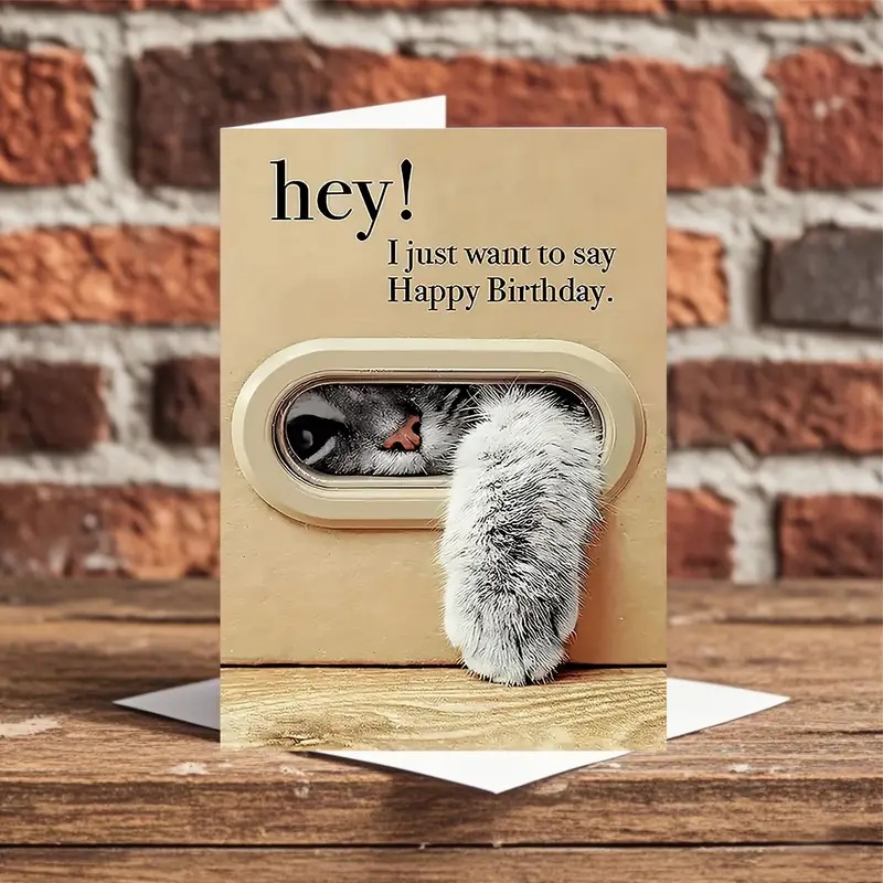 cat happy birthday card
