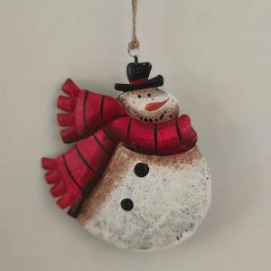 snowman ornament red