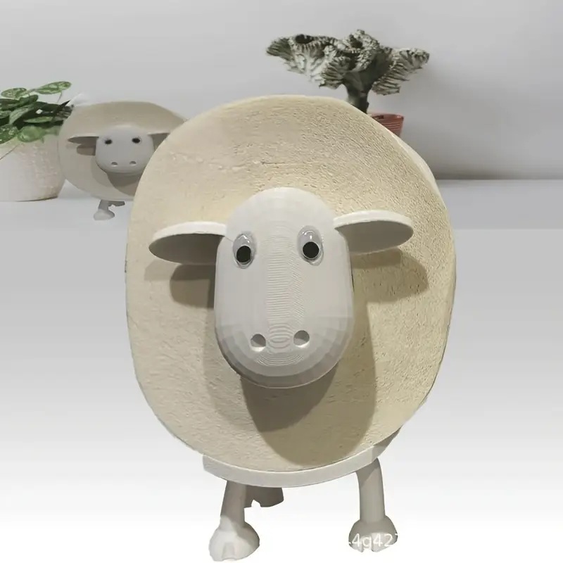 white sheep toilet paper holder