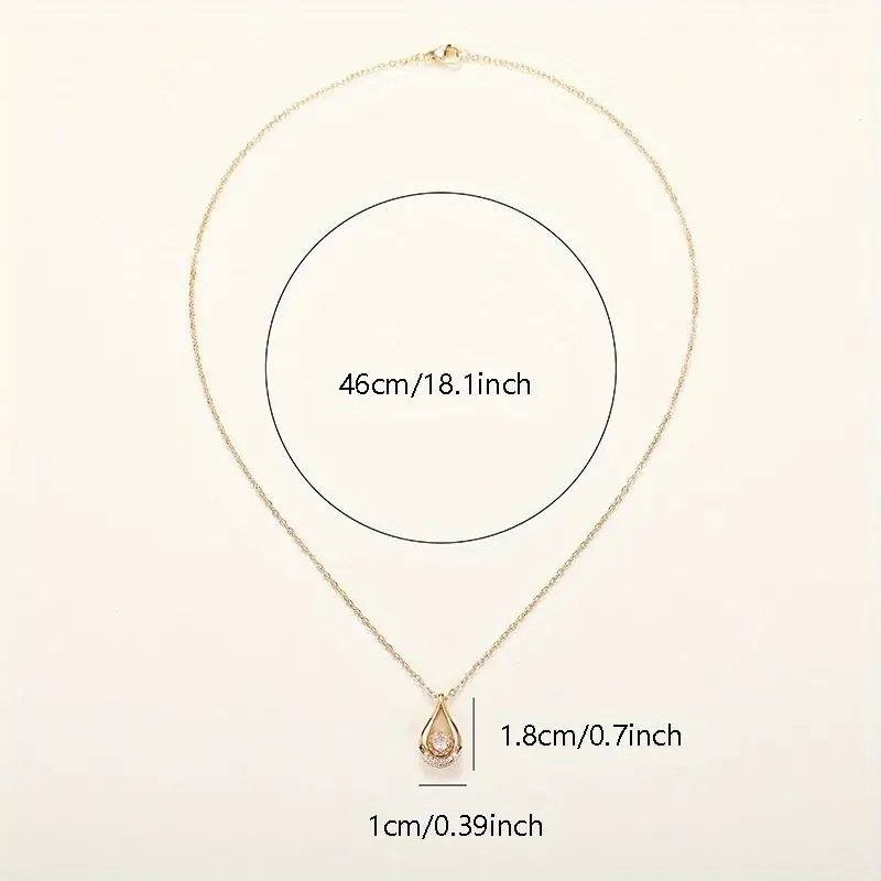 Elegant 18K Gold Plated Round Cut Waterdrop Pendant Necklace - Image 3