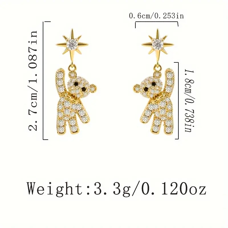 Bear shaped dangle earrings