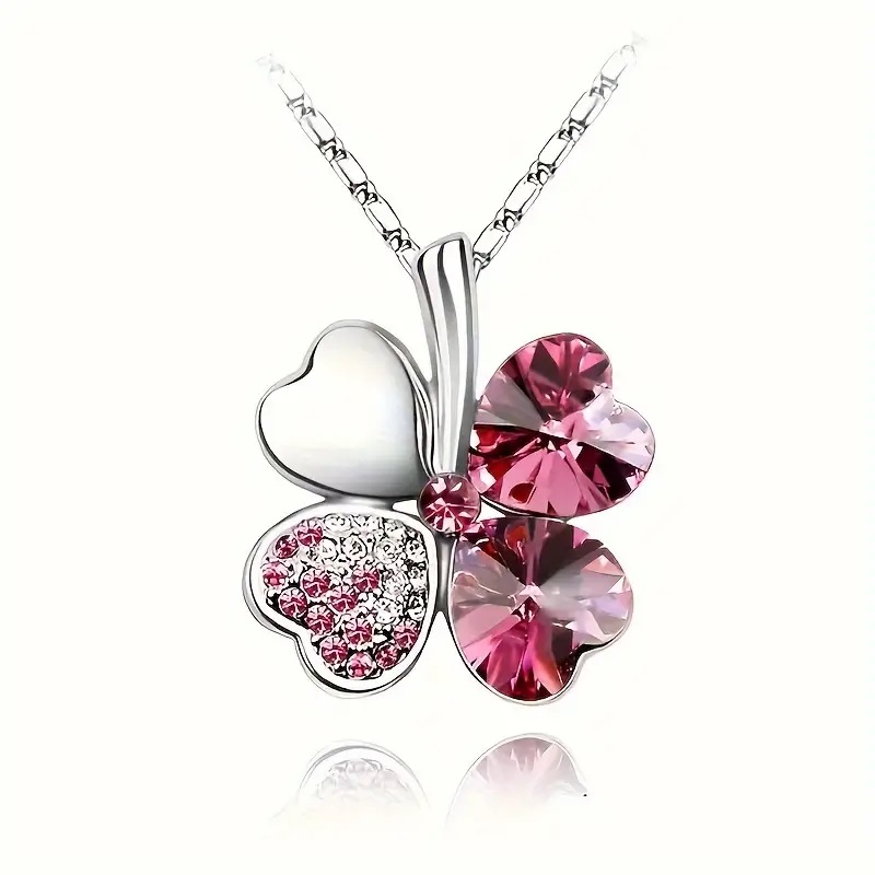 clover necklace dark pink