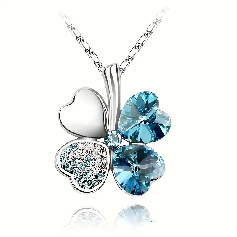clover necklace sea blue