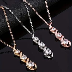 Exquisite Spiral Line Inlaid Zircon Pendant Necklace