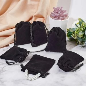 Black Velvet Drawstring Jewelry Bags