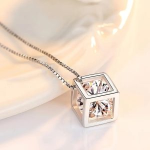 Hollow Cube Pendant Necklace