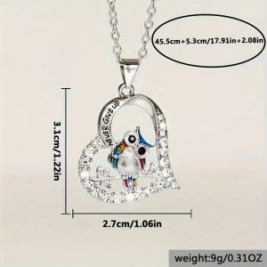 Never give up owl pendant