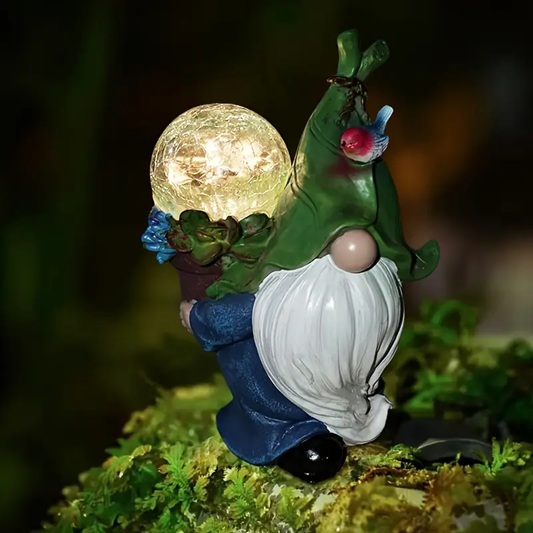solar gnome holding crackle ball