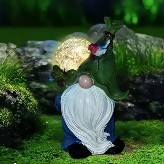 solar gnome holding crackle ball