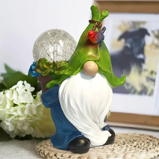 solar gnome holding crackle ball
