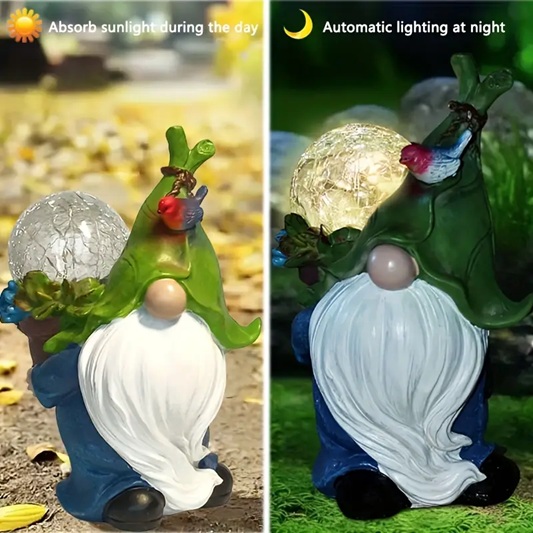 solar gnome holding crackle ball