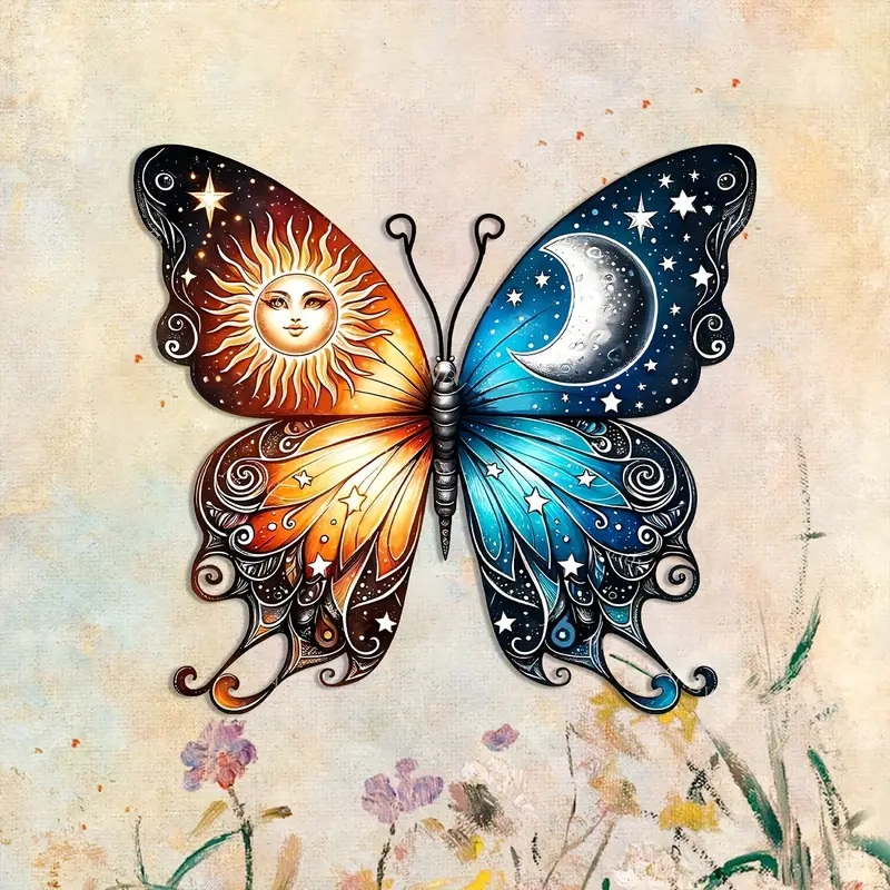 Butterfly Sun & Moon Metal Garden Sign - Image 2