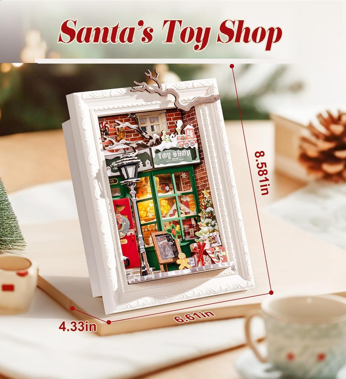 Santas toy shop shadow frame