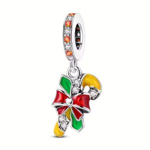 candy cane charm with red bow