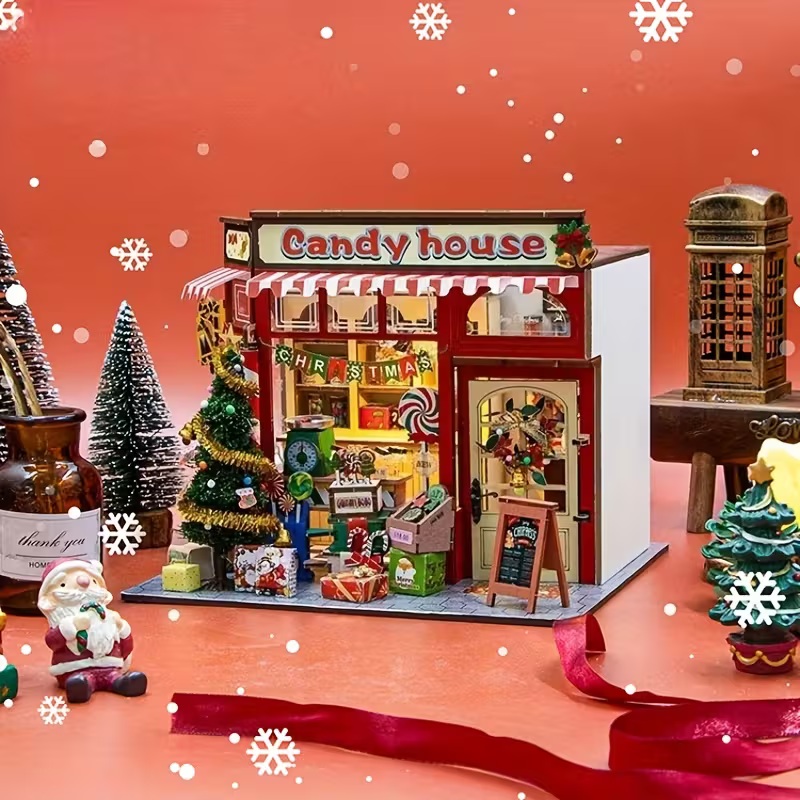 Hand Assembled Model 'Candy Christmas House' Complete with Music and Lighting - Image 5